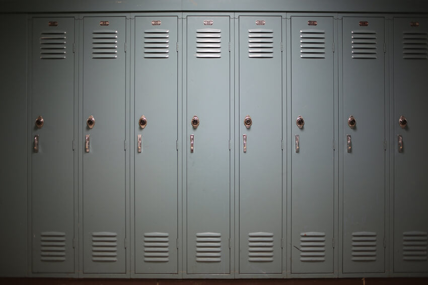 Gray High School Locker Photo Shoot Backdrop