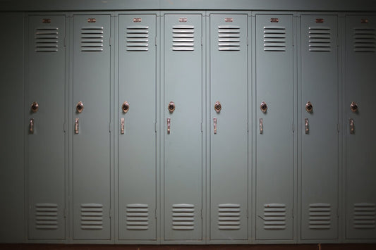 Gray High School Locker Photo Shoot Backdrop