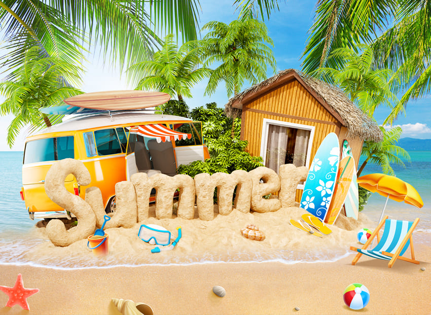 Summer Beach Sand Tropical Island Backdrop