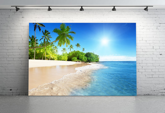 Summer Beach Blue Sea Palm Tree Backdrop M5-127
