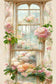 Floral Window Oil Painting Fine Art Backdrop M5-149
