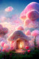 Fantasy Pink Mushroom House Castle Backdrop M5-151