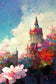 Garden Floral Castle Oil Painting Backdrop M5-154