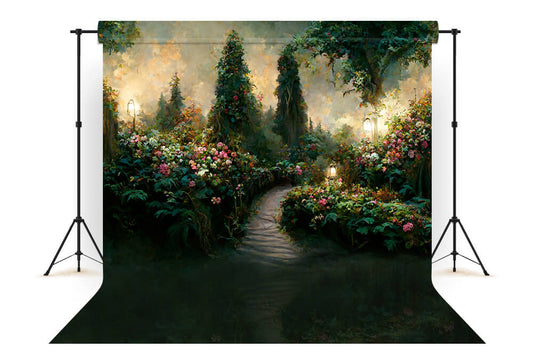 Fairy Garden Oil Painting Flower Backdrop 