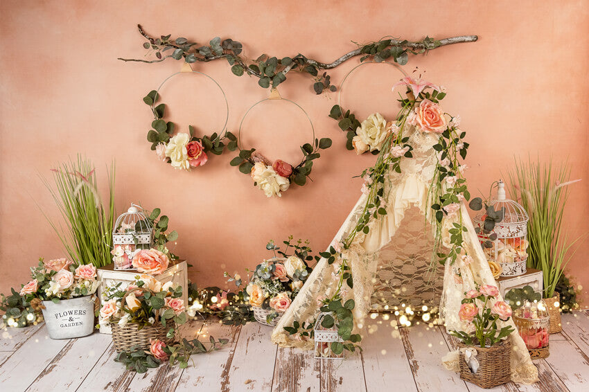 Flowers Lace Tent Spring Decoration Backdrop 