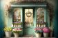 Flower Shop Window Photo Booth Backdrop