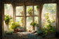 Flower Window Painting Garden Backdrop 