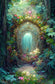 Mystic Jungle Forest Flowers Door Backdrop 