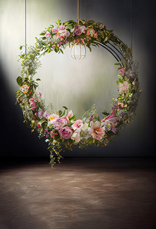 Abstract Hanging Floral Ring Photography Backdrop
