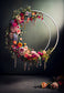 Abstract Green Hanging Floral Ring Backdrop
