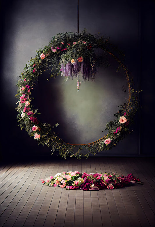 Abstract Shade Hanging Floral Ring Backdrop