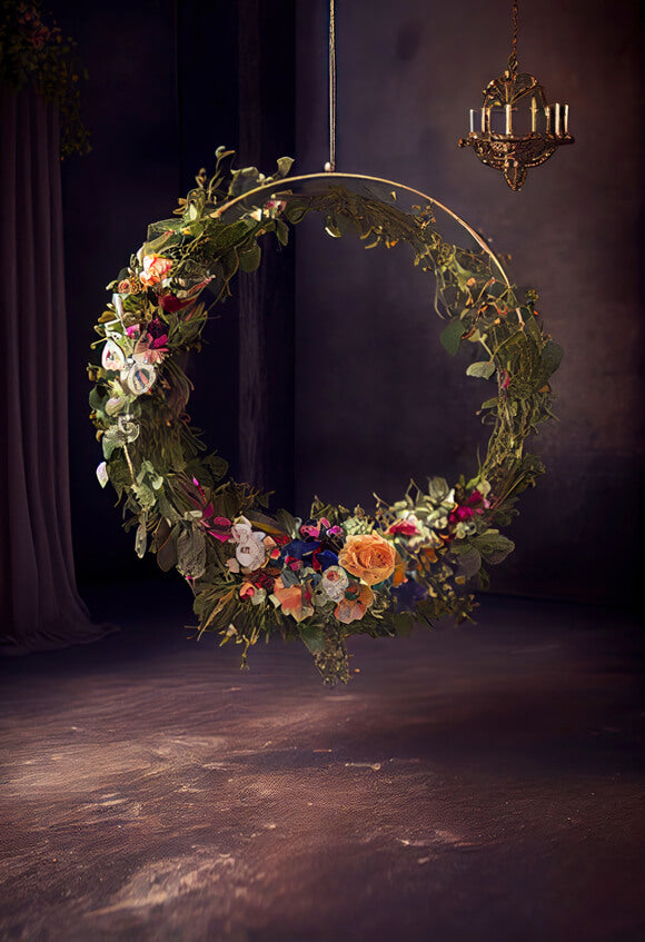 Abstract Textured Hanging Floral Ring Backdrop