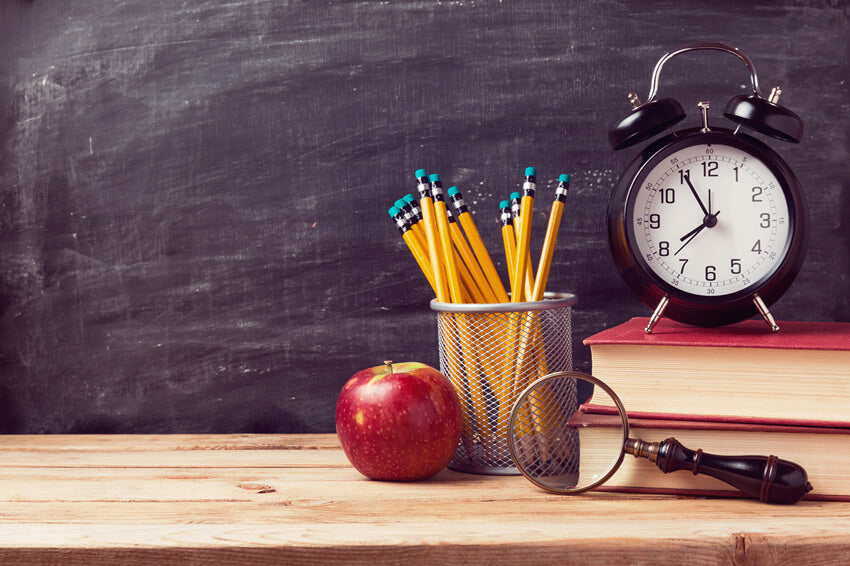 Blackboard Alarm Clock Back to School Backdrop 