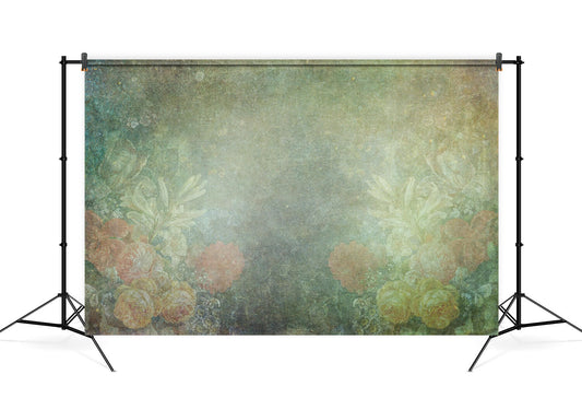 Vintage Green Abstract Flower Art Backdrop M6-111