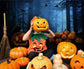 Spooky Forest Night Pumpkin Halloween Backdrop M6-122
