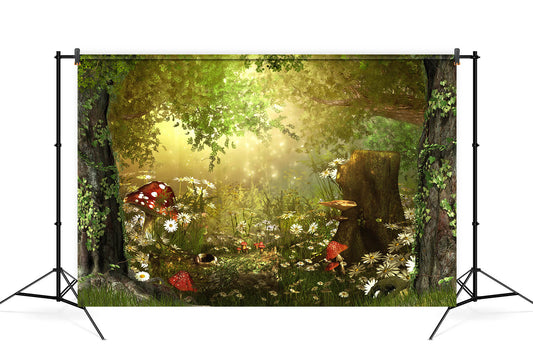 Fairy Tale Wonderland Forest Mushrooms Backdrop M6-126