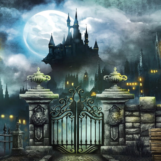 Halloween Full Moon Night Horror Mansion Backdrop M6-131