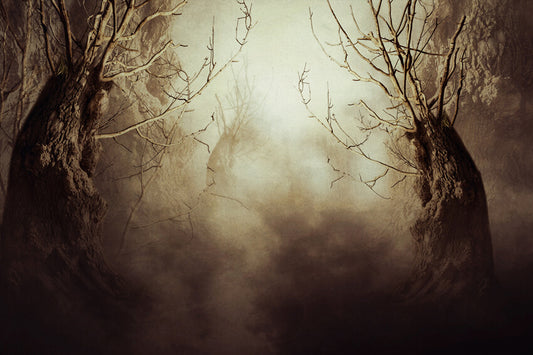Spooky Tree Night Mist Halloween Backdrop