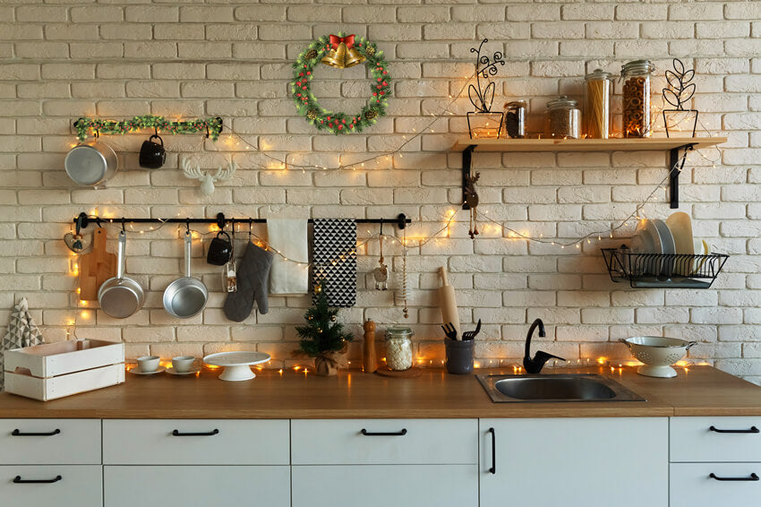 Christmas Kitchen Decoration Festival Backdrop 