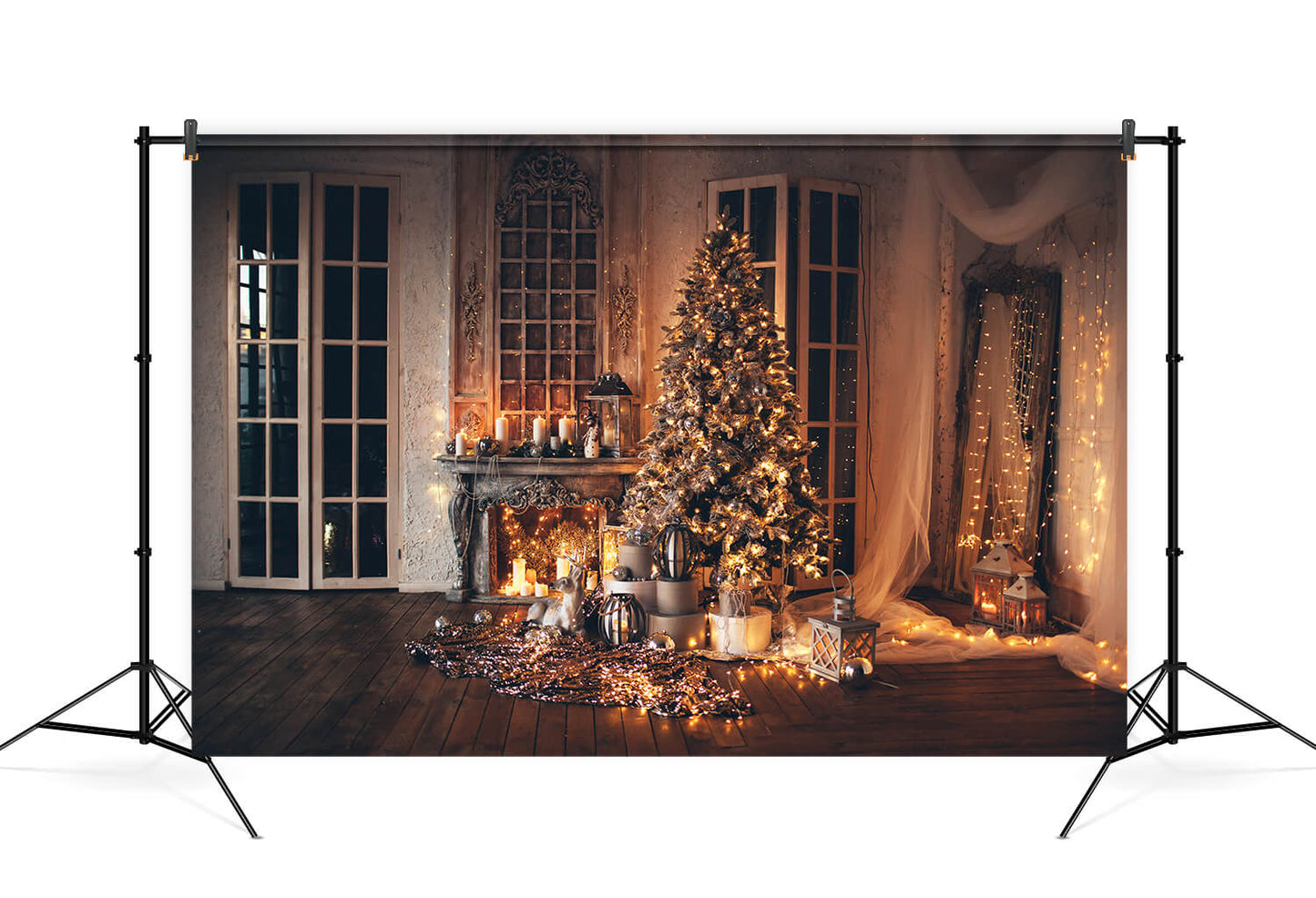 Back Drop Room Christmas Cozy Evening Decorated Room Backdrop M6-141 – Dbackdrop