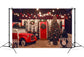 Christmas Tree Red Car Photography Backdrop M6-142