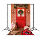 Christmas Decorated Front Door Wreaths Backdrop M6-145