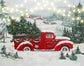 Christmas Red Truck Snowy Forest Tree Backdrop M6-148