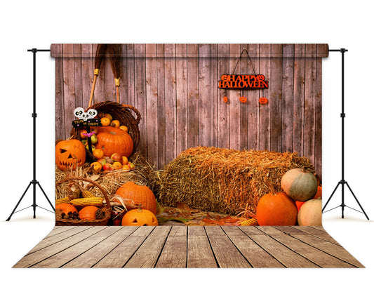 Pumpkin Haystack Autumn Halloween Backdrop M6-32