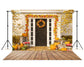Front Door Maple Leaves Pumpkin Fall Backdrop M6-36