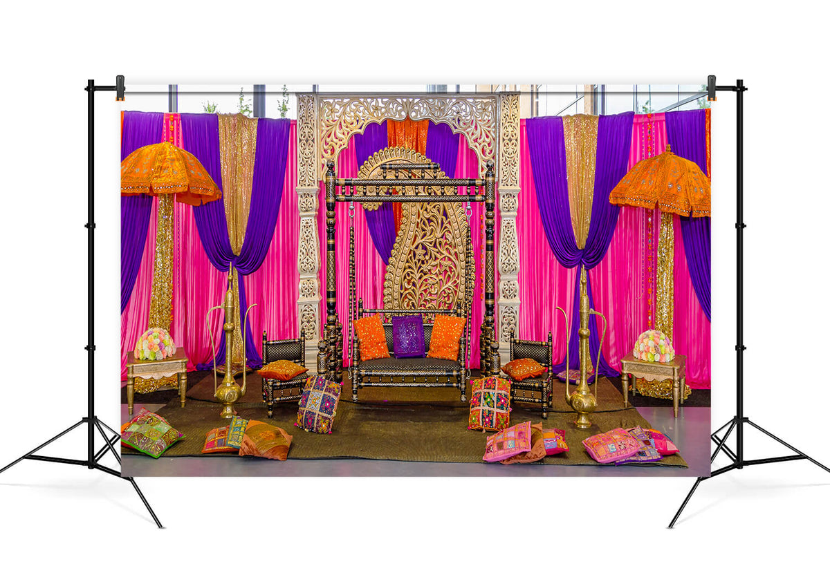 Colourful Drapes Curtain Indian Wedding Backdrop M6-42 – Dbackdrop
