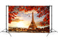 Eiffel Tower Maple Leaves Sunset Scenery Backdrop M6-43