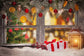 Christmas Window Decoration Blur Tree Backdrop