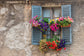 Vintage Window Colorful Flowers Wall Backdrop