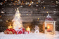 Snowy Wood Snowman Christmas Backdrop 