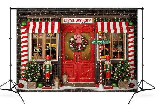 Santa's Workshop Nutcracker Christmas Backdrop M6-93