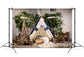 Wooden Christmas Tree Little Tent Lights Backdrop M6-95