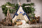 Wooden Christmas Tree Little Tent Lights Backdrop 