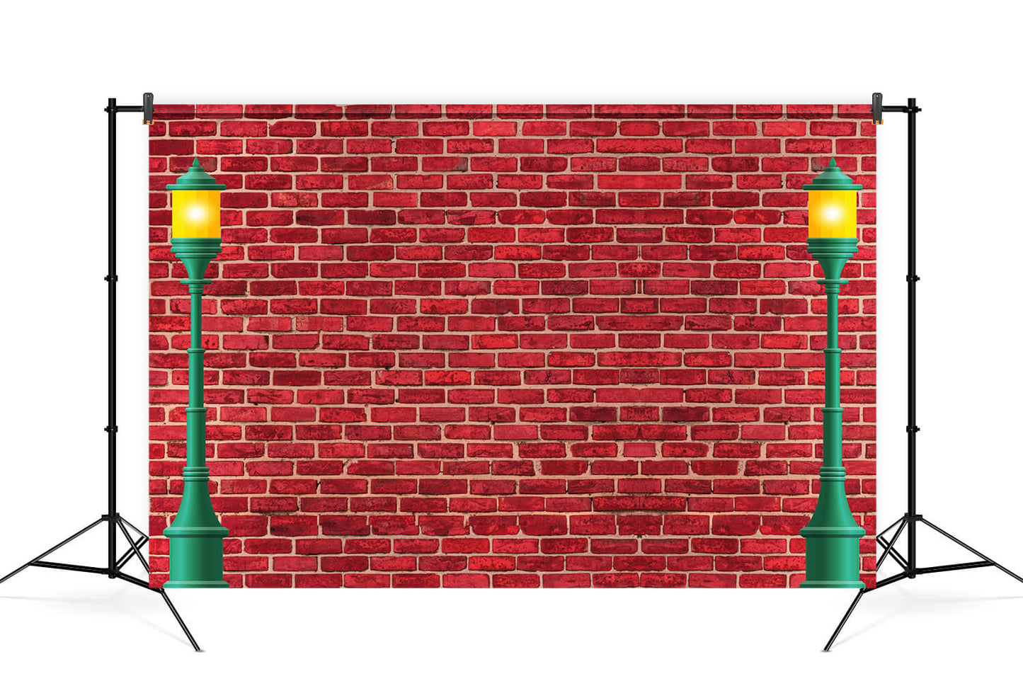Christmas Red Brick Wall Lights Photo Backdrop M7-02