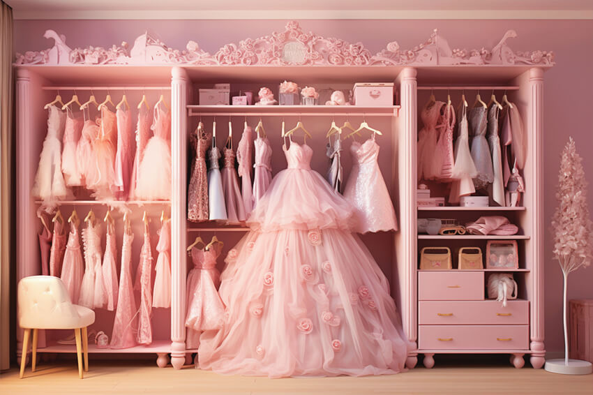 Fashion Doll Fantasy Pink Closet Backdrop M7-101