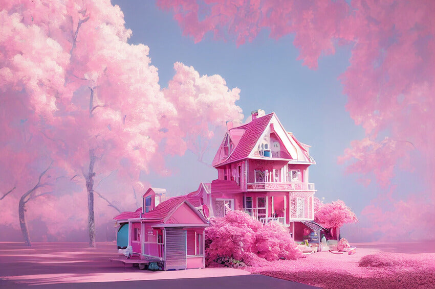 Fashion Doll Fantasy Pink House Backdrop