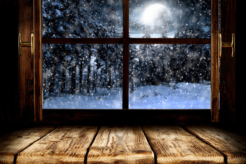 Blurred Winter Snow Window View Backdrop M7-18 – Dbackdrop
