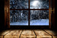 Blurred Winter Snow Window View Backdrop M7-18