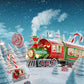 Winter Snowy Christmas Red Candy Train Backdrop M7-30