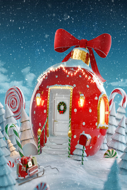 Christmas Candy Cup House Photography Backdrop M7-32