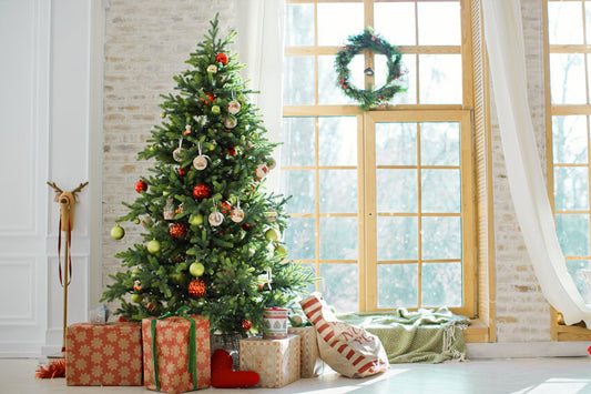 Christmas Tree Window Wreath Photography Backdrop M7-36