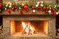 Christmas Fireplace Festival Decorations Backdrop M7-40