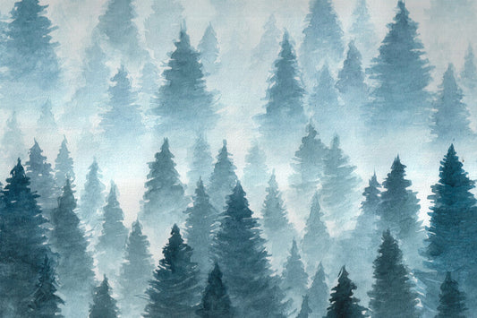 Watercolor Winter Forest Landscape Backdrop M7-42