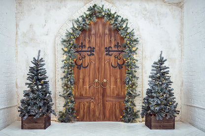 Christmas Tree Wood Door Wall Backdrop M7-46