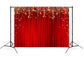 Glitter Gold Stars Red Stripes Christmas Backdrop M7-47