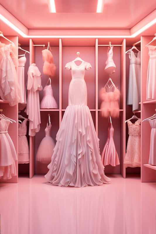 Fashion Doll Closet Pink Dress Backdrop